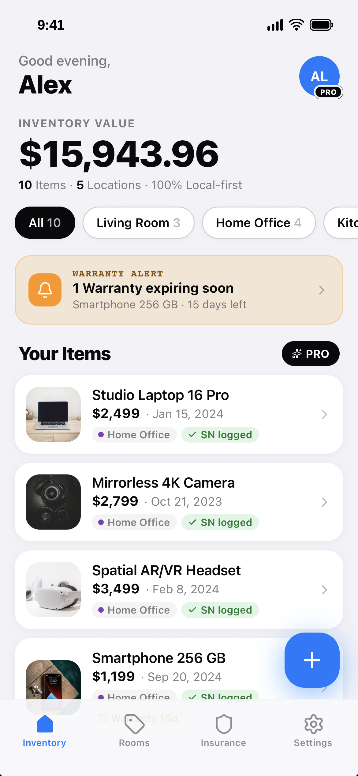 NestHold iOS App Interface on iPhone